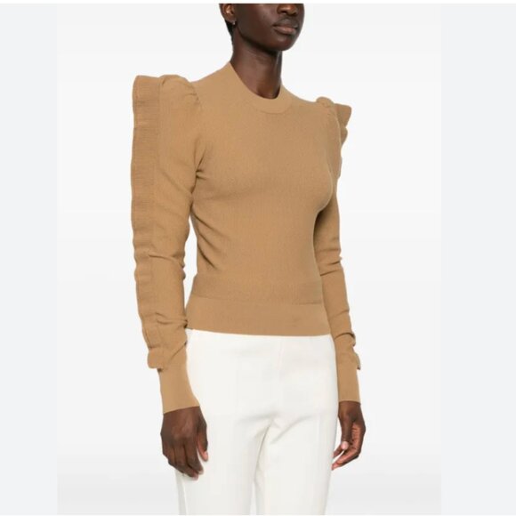 NWT MAX MARA GENERO PUFF SLEEVE SWEATER IN HONEY BROWN - Picture 1 of 9